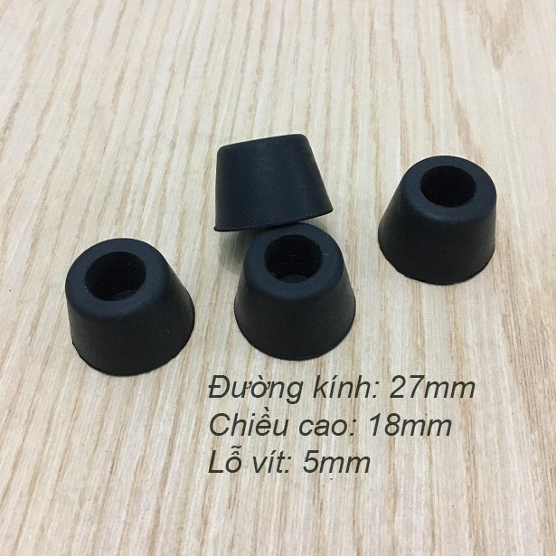 [4 chiếc] Chân cao su phi 27mm, cao 18mm
