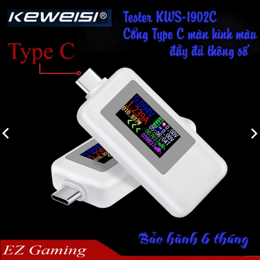 USB tester cổng Type-C KWS-1902c đo dòng điện màn hình OLED