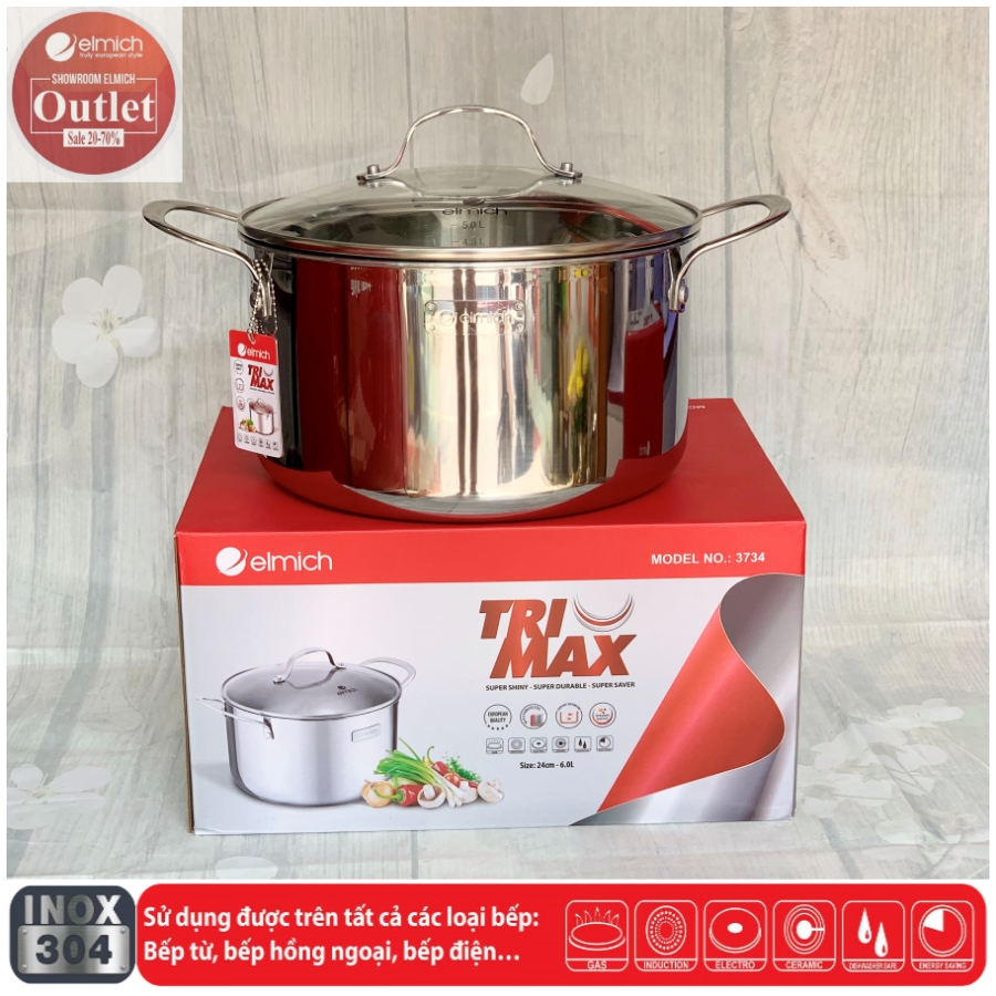 NỒI INOX CAO CẤP 3 LỚP ĐÁY LIỀN TRI-MAX 24 CM