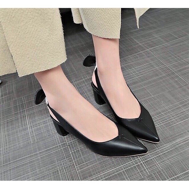 Giày cao gót buộc nơ nữ tính mã DHC9