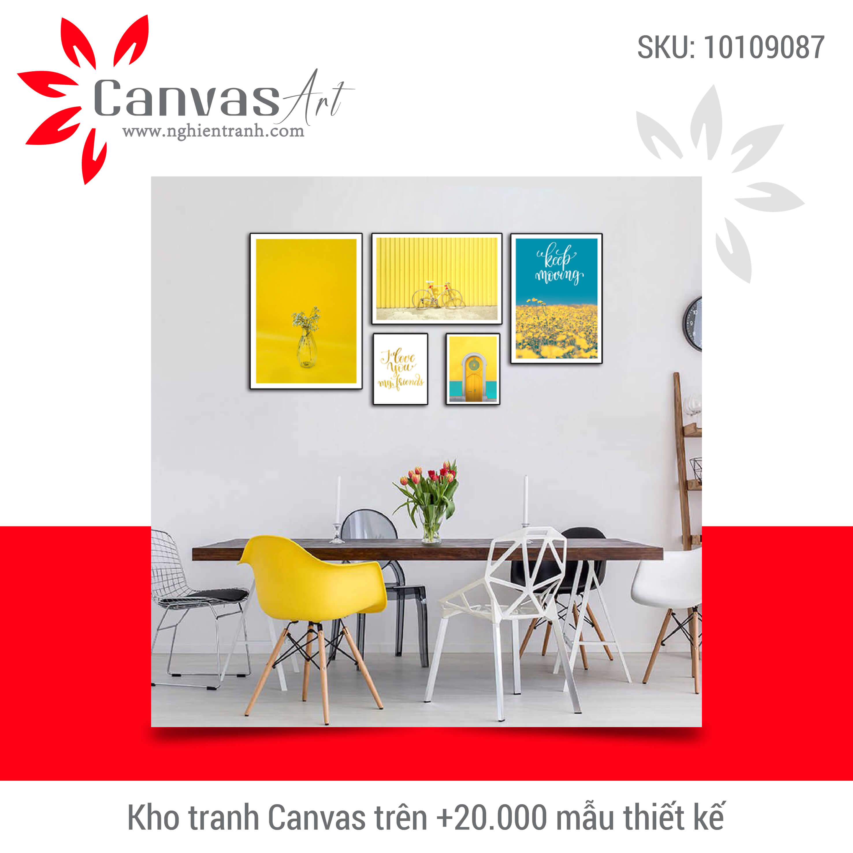 Tranh treo tường phong cảnh bắc âu hiện đại kết hợp in trên canvas có khung, trang trí phòng khách, phòng ngủ (#10109087)