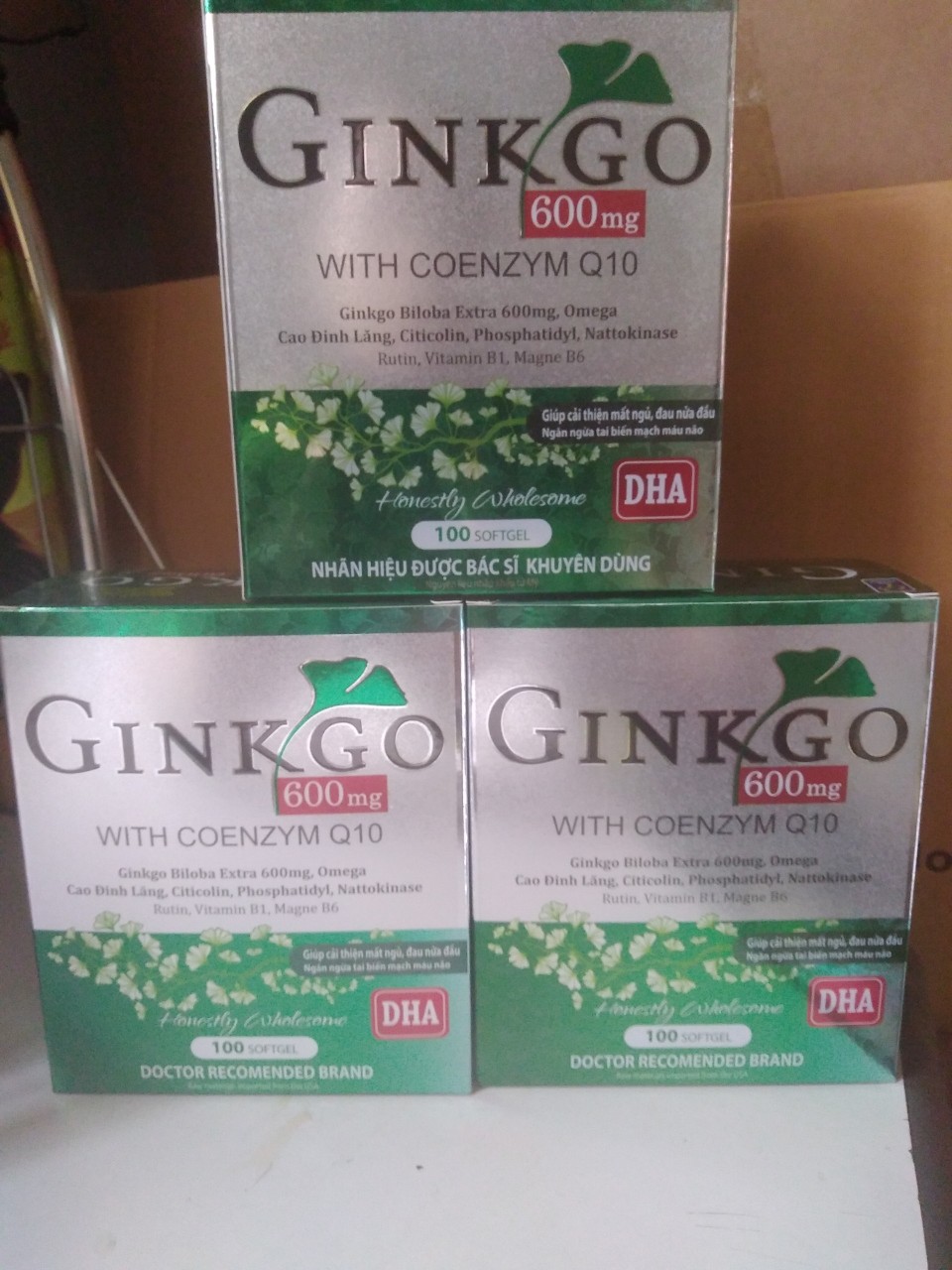 [HÀNG CHÍNH HÃNG] Combo 2 hộp Hoạt huyết dưỡng não GINKGO WITH COENZYME Q10 600mg  (mẫu mới)-Giúp hoạt huyết , tăng cường lưu thông máu lên náo , đau nửa đầu vai gái , chóng mặt , mất ngủ.