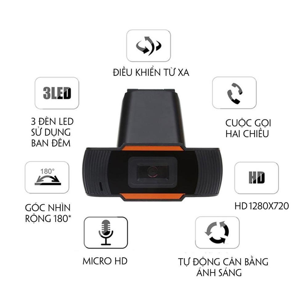 Webcam Máy Tính Phân Giải 1280 x 720p Kèm Micro