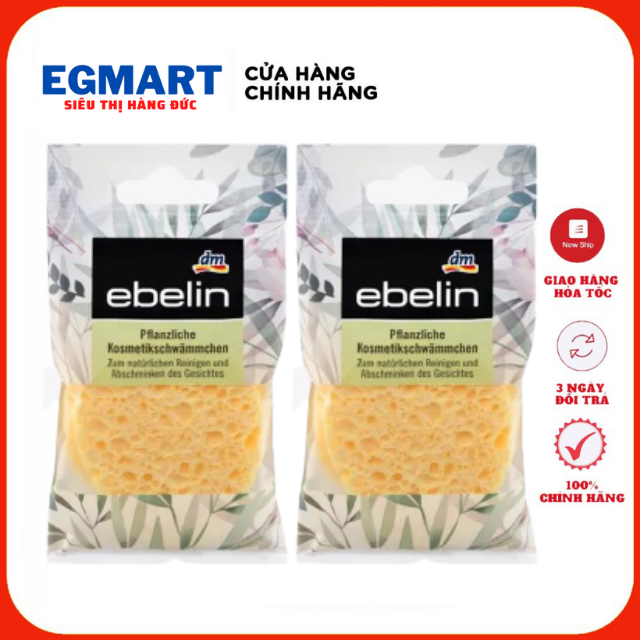 Bọt biển rửa mặt Ebelin gồm 2 miếng Kháng khuẩn
