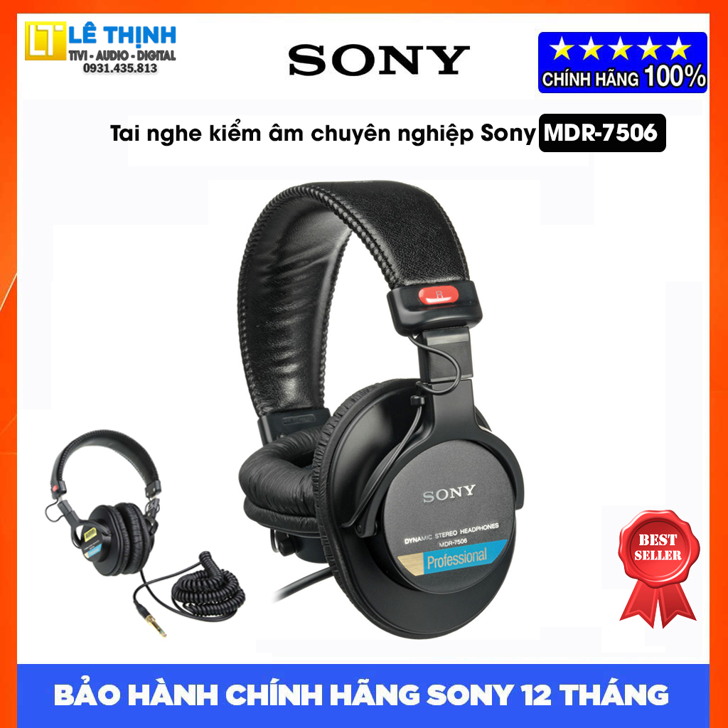 Tai nghe kiểm âm chuyên nghiệp Sony MDR-7506 - Chính hãng- Bảo hành chính  hãng Sony 12 tháng 