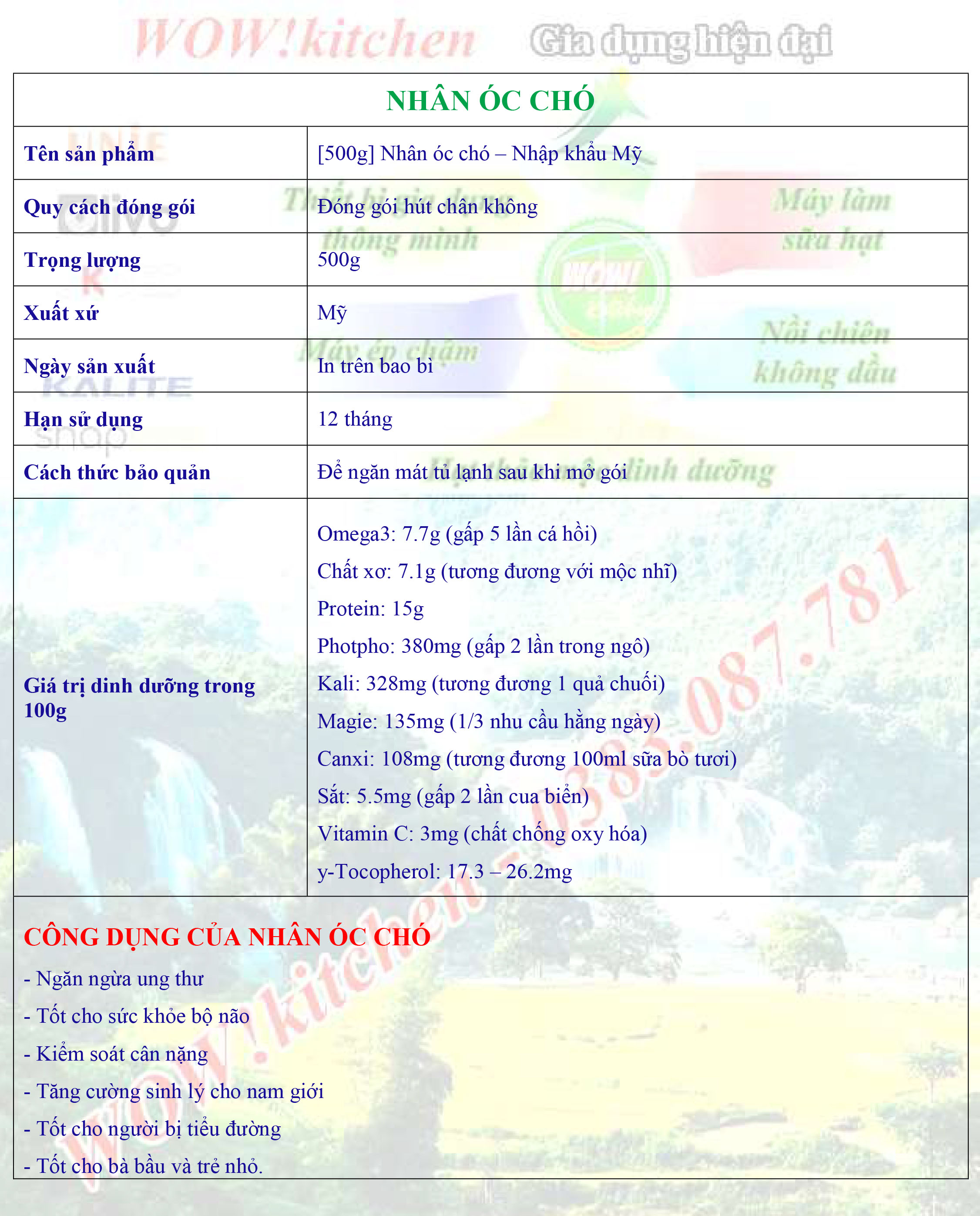 [500g] Nhân hạt óc chó - Nhập khẩu Mỹ