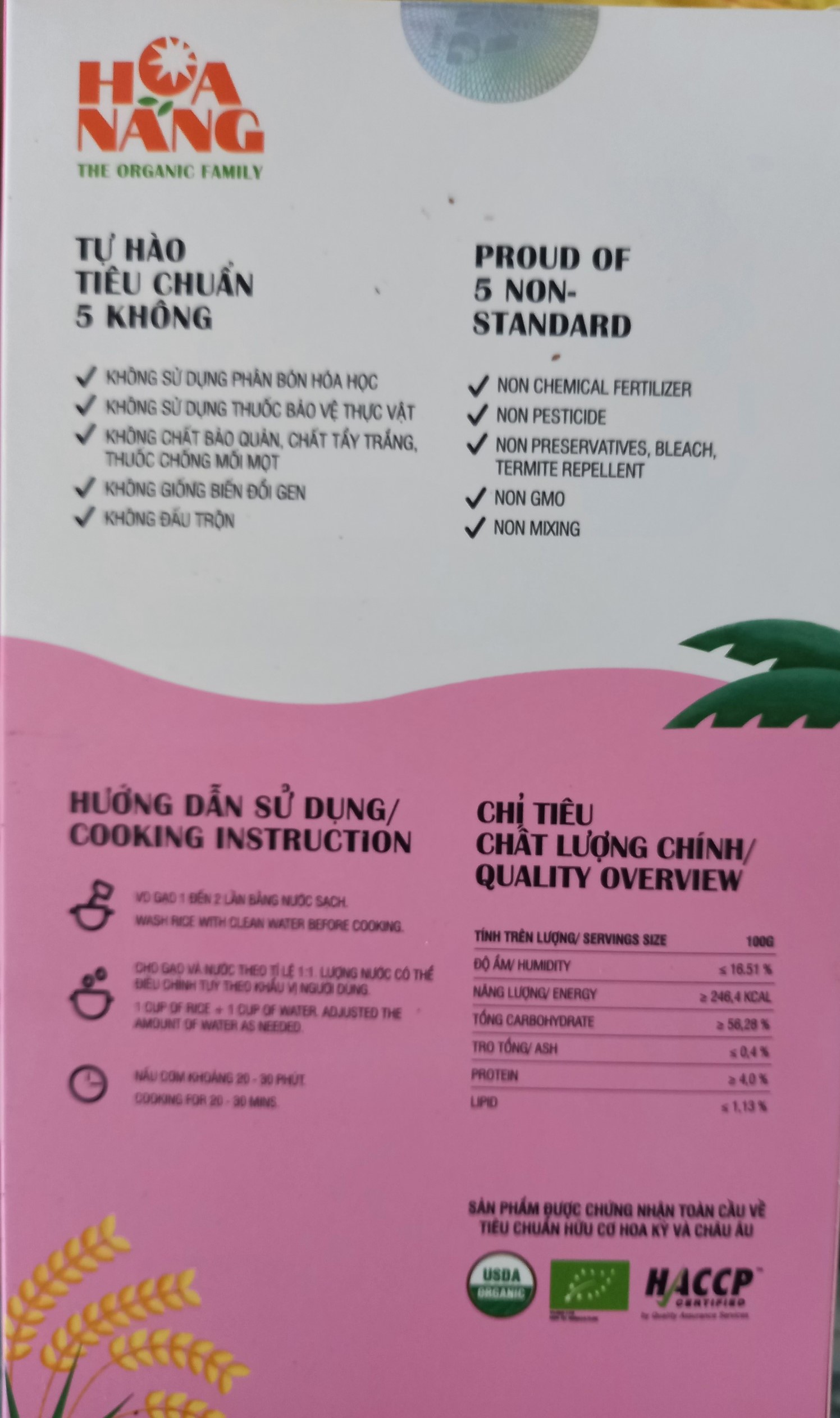 Tấm Hữu Cơ Hoa Nắng Hôp 1kg