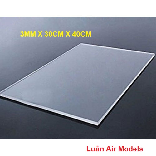 (3mm 30x40cm) Tấm nhựa mica cứng trong suốt làm hồ cá mica, chuồng hamster mica, hộp mica, kính khung ảnh, mica ốp biển số xe, chế đồ chơi sáng tạo, mô hình thủ công, trang trí nội thất (VA173) - Luân Air Models