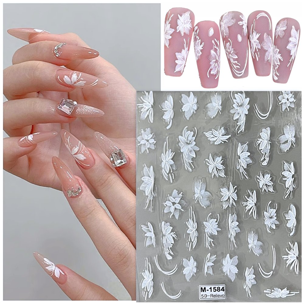 Sticker dán móng nail lụa hoạt hình 5D