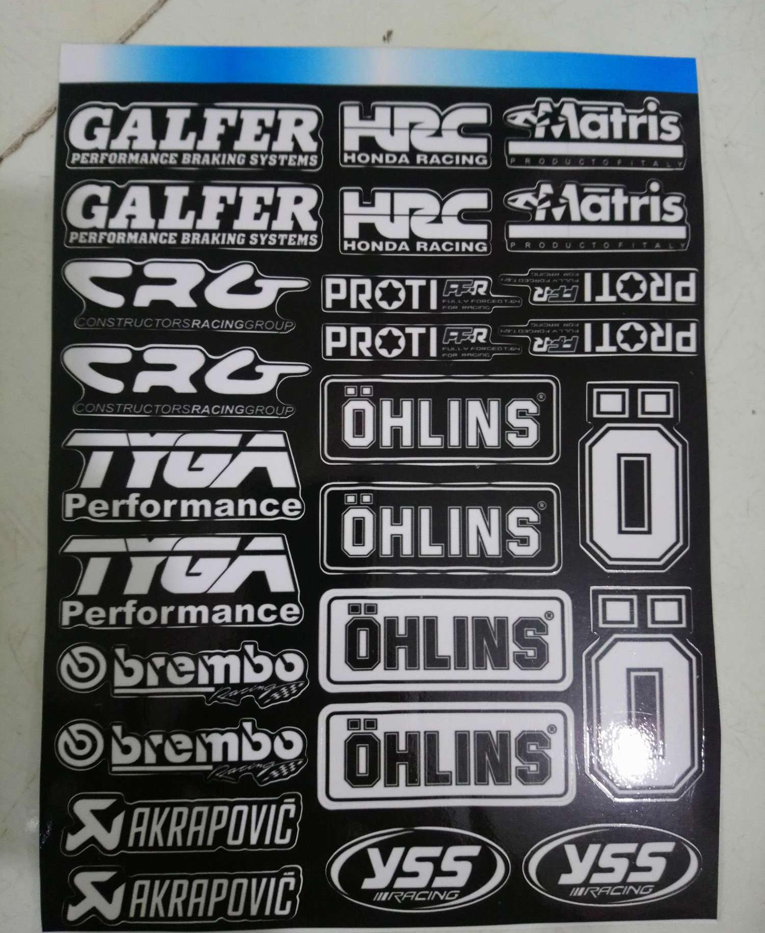 tem tấm logo trắng nền đen trọn bộ dán xe máy 18x25cm