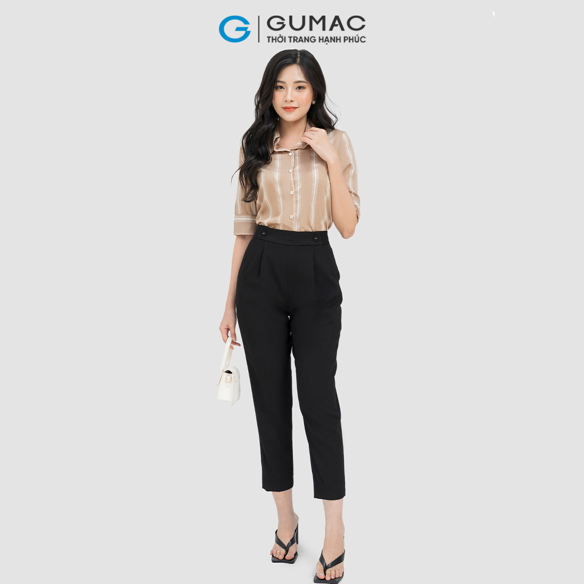 [25 - 29.5 |Voucher 8-12%] Quần tây baggy nữ phối nút GUMAC QD04013