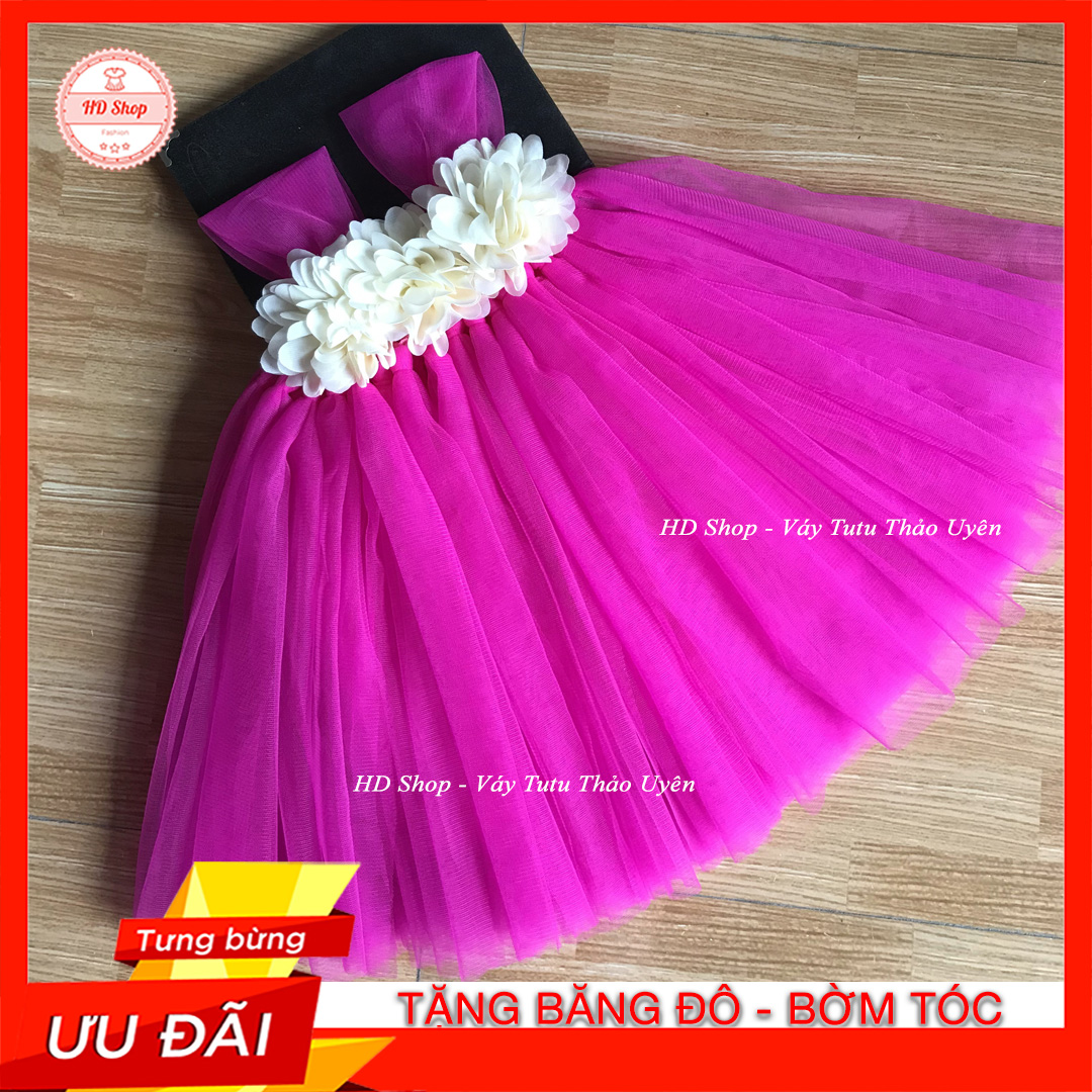 ĐỒ EM BÉ GÁI - VÁY CÔNG CHÚA CHO BÉ HỒNG MƯỜI GIỜ HOA XÙ TRẮNG