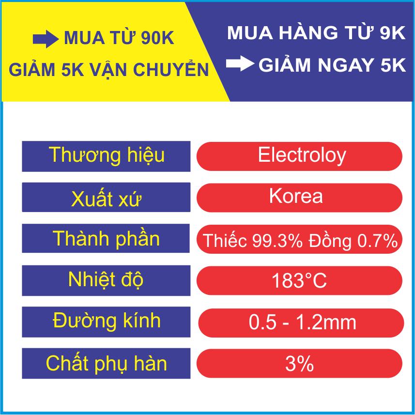 Thiếc Hàn Không Chì ELECTROLOY Thiếc 99.3% Đồng 0.7% [ Thiếc hàn bán lẻ theo mỗi 5 mét | Tặng thêm 5 mét khi mua từ 30 mét trở nên ]