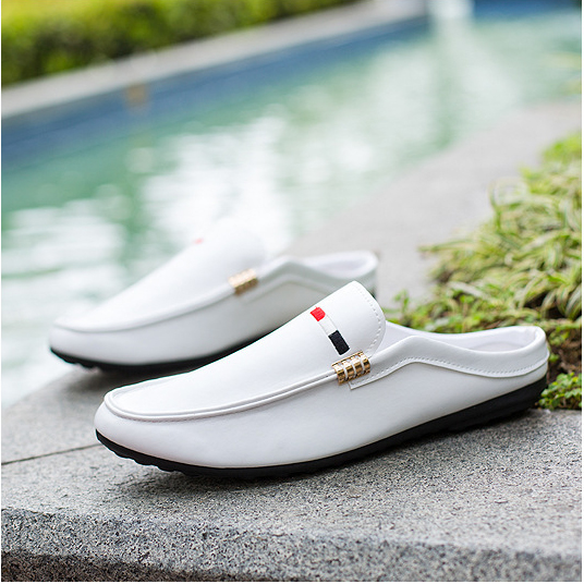 Giày sục da nam trắng Zappos GSD01
