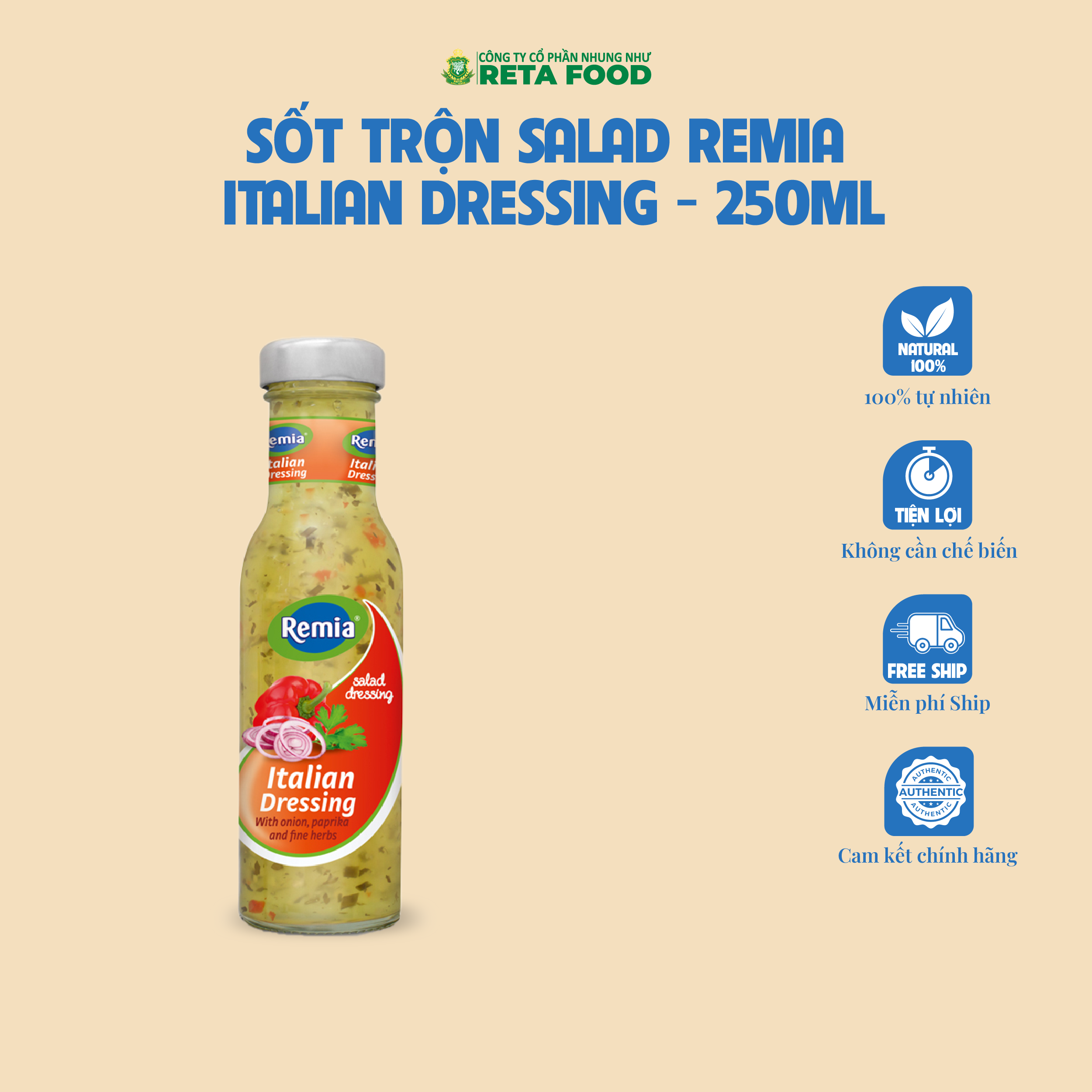 Xốt Salad Remia Chính Hãng 250ml – Nước Xốt Trộn Salad Ăn Kiêng Eat Clean Healthy