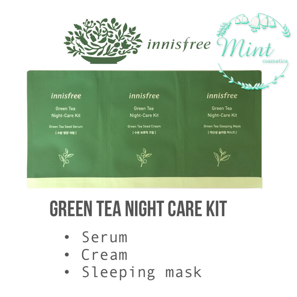 [Date 2022] Set 3 sample dưỡng da Innisfree Green Tea Night-Care Kit