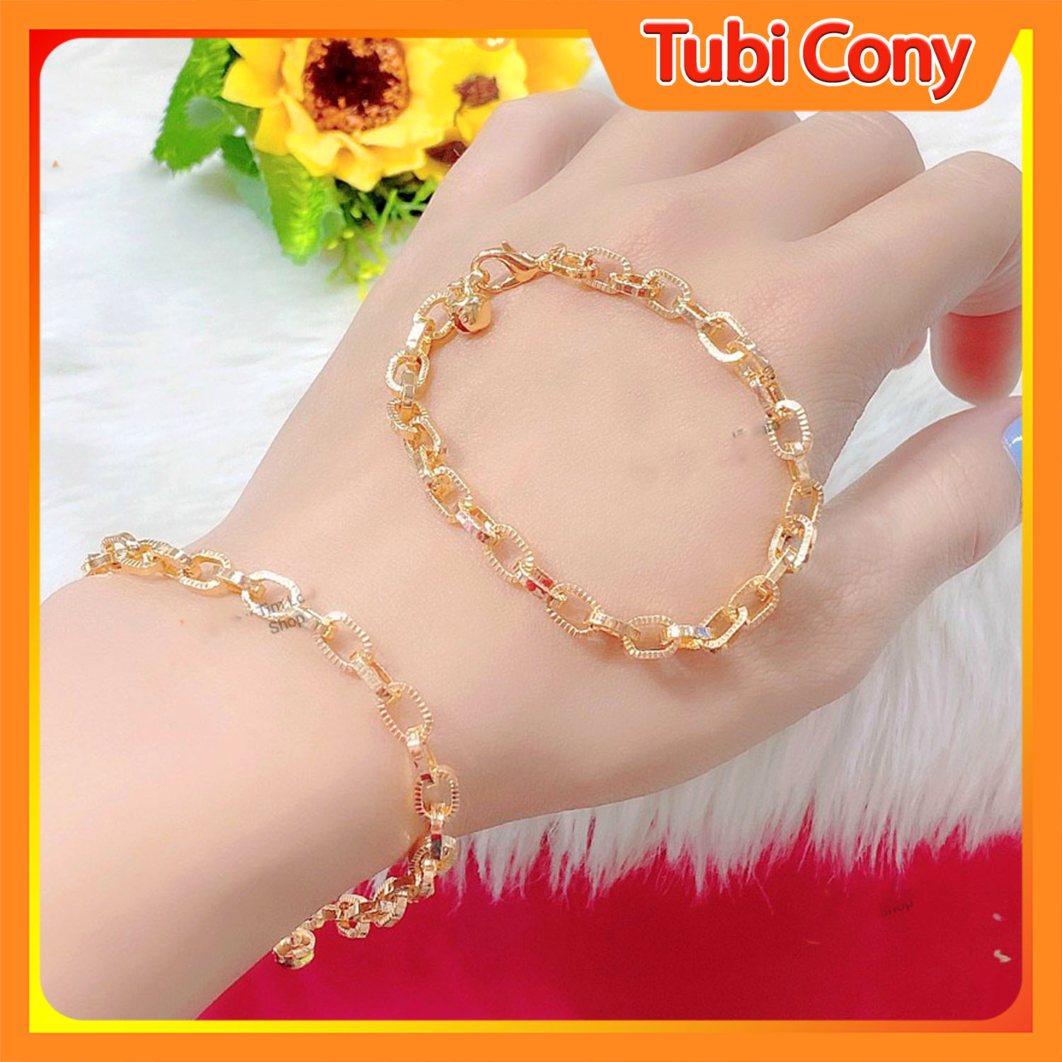 Lắc tay nữ mắt xích mạ vàng 18k mang đi tiệc 130822 - chất liêu lõi bạc cam kết không đen - thiết kế thời thượng phù hợp với mọi lứa tuổi , lắc tay nữ đẹp, lac tay xich, lac tay nu vang, lac dep