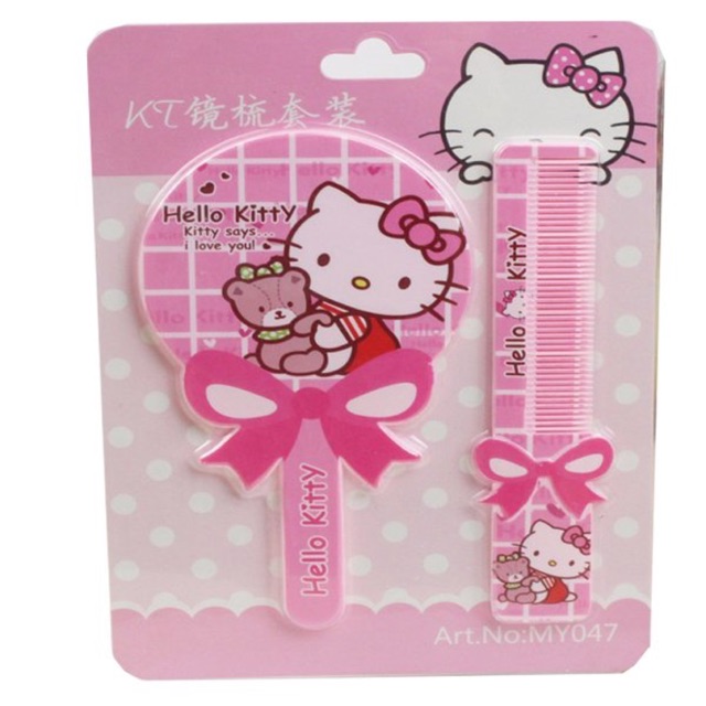Set gương lược Hello Kitty mini bỏ túi xinh xắn cam kết sản phẩm đúng mô tả chất lượng đảm bảo