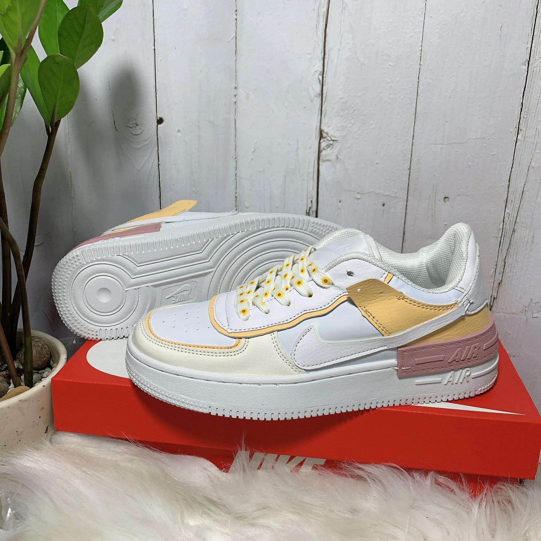 [HCM]Giày Sneaker Nữ AirForce Shadow Hoa Cúc Cực Đẹp Full Box