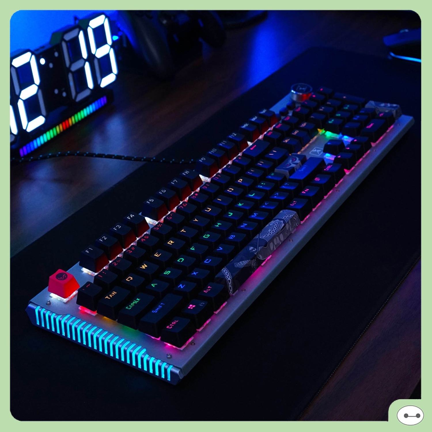 BÀN PHÍM CƠ GAMING HJK K968 LED RAINBOW NÚM VẶN KEYCAP ĐỘC ĐÁO