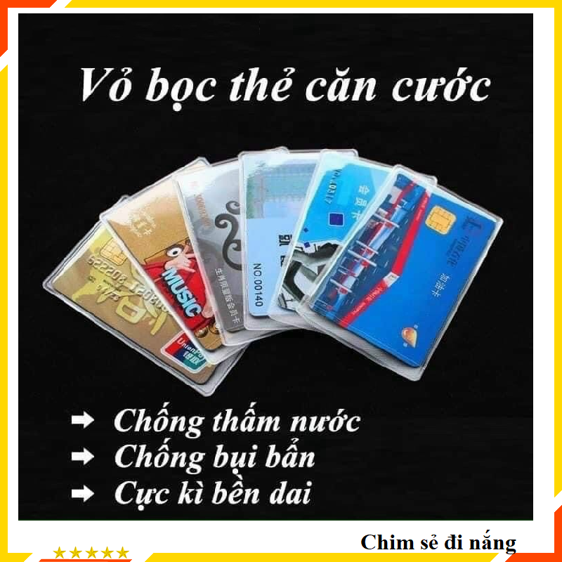 Combo 10 Vỏ bọc thẻ căn cước , Túi bọc thẻ ,  Túi nhựa đựng thẻ căn cước atm, bằng lái xe, thẻ sinh viên chống trầy xước