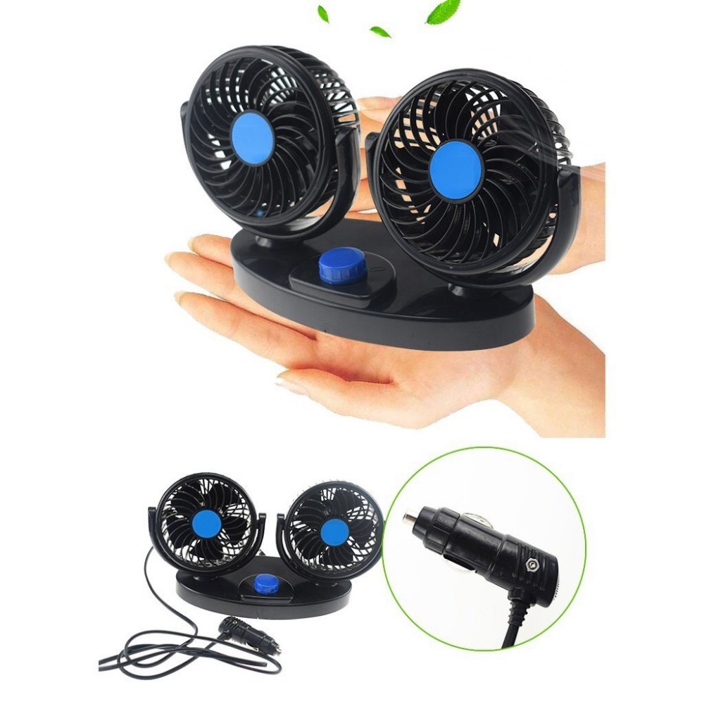 Quạt đôi mini trên xe ô tô (Xịn sò xoay 360 độ)