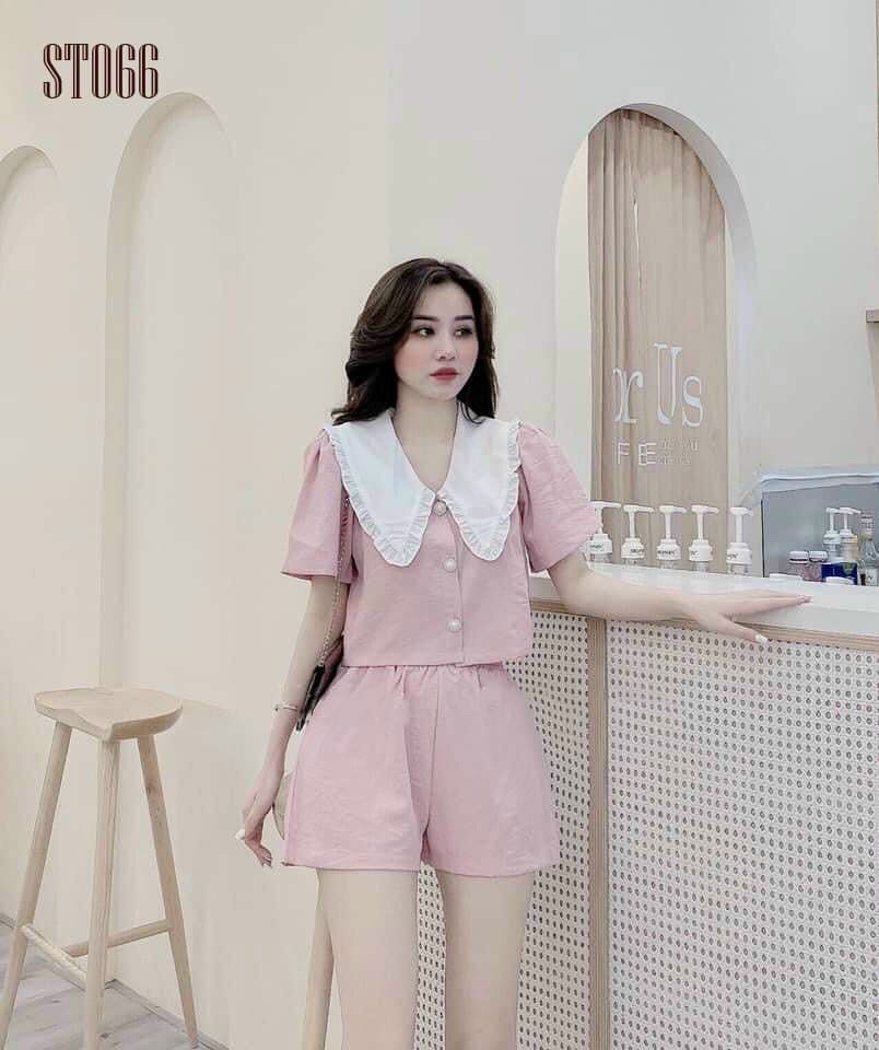 Sét Đùi Chất Đũi Mềm Mịn Phối Áo Cài Nút, Mặc Nhà , Dạo Phố Gọn Dàng Duyên Dáng .QC