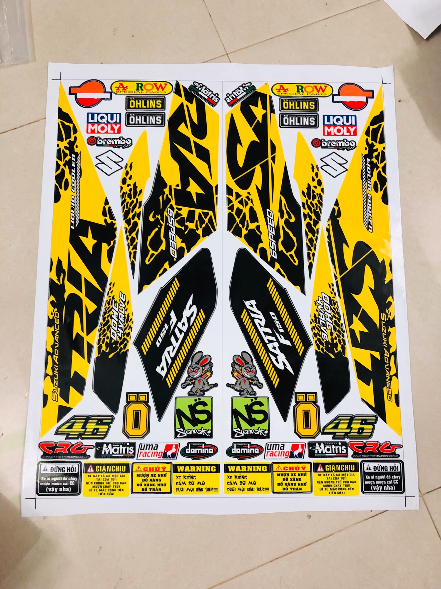 Tem rời Satria báo đốm vàng đen