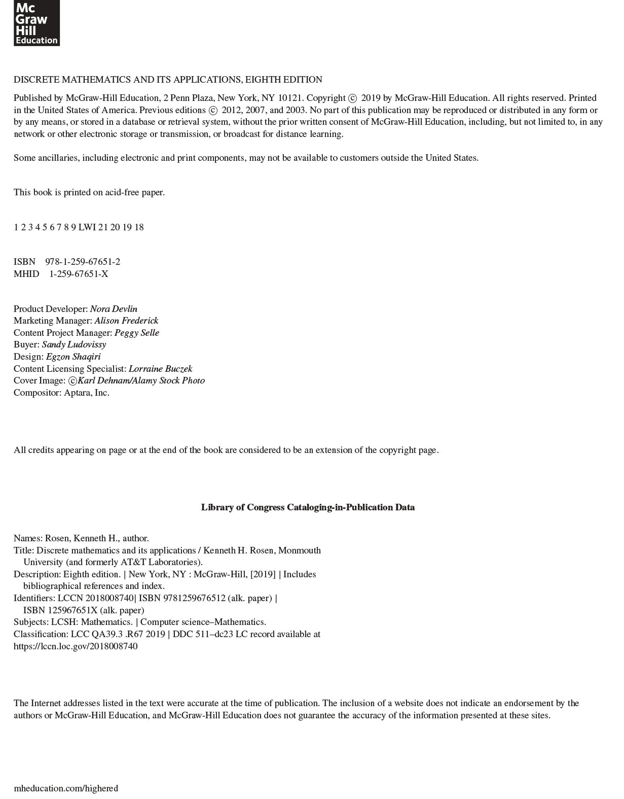 Discrete Mathematics and Its Applications