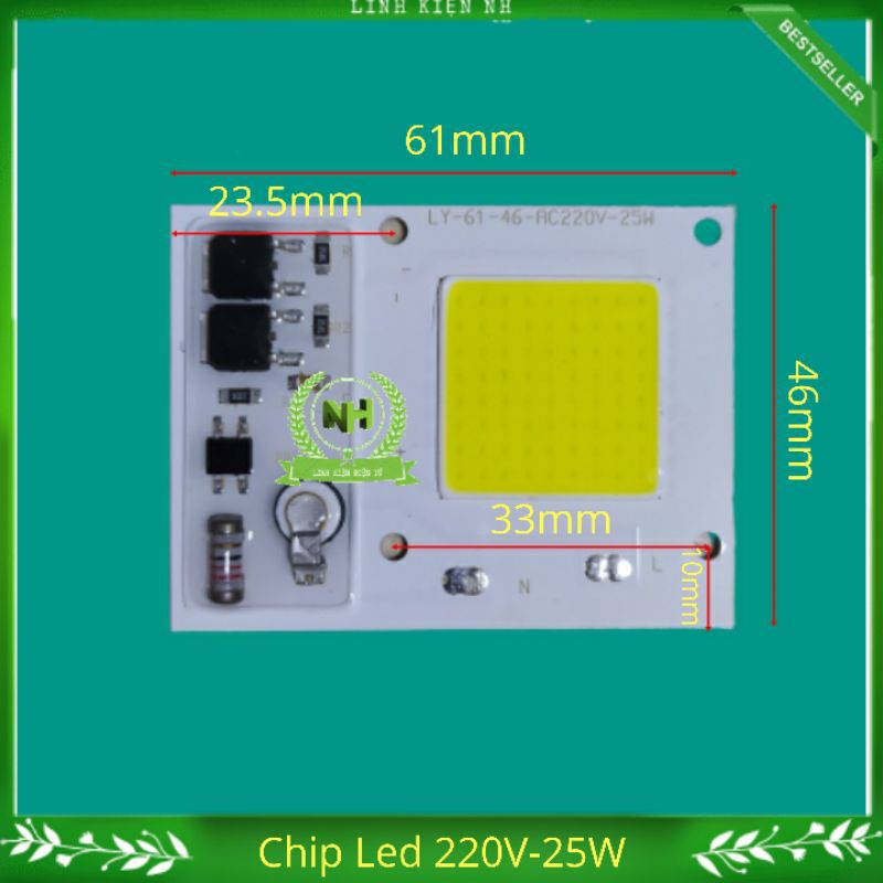 Nhân Led/ Chip Led 220V - 25W ( Sáng trắng và sáng vàng )