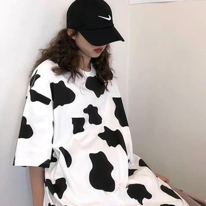 Áo thun nữ form rộng , họa tiết bò sữa ,cực hot trend, mặc đi chơi siêu cute (kèm ảnh thật)