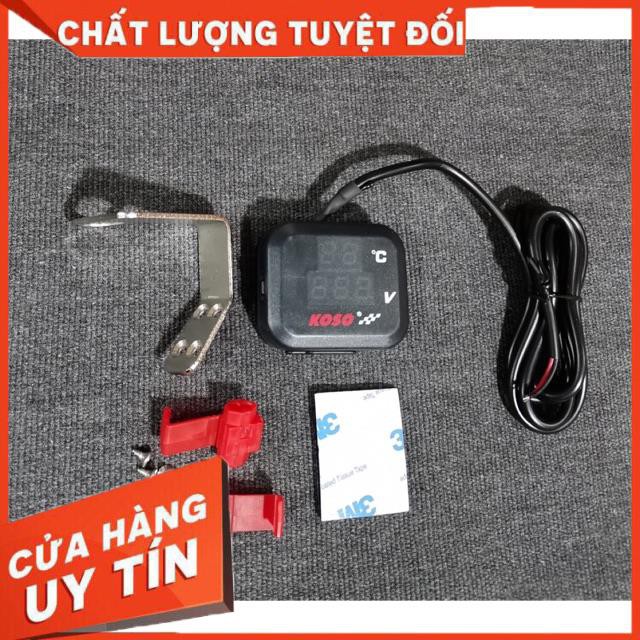 Đồng hồ Koso vuông báo 2 chức năng đo Vol , đo nhiệt độ lắp được nhiều dòng xe