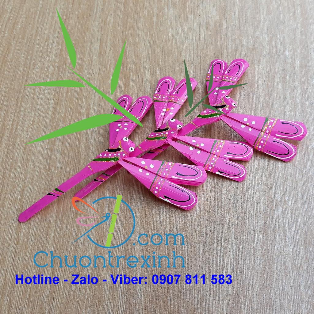 Chuồn chuồn tre 7cm bộ 3 con màu hồng