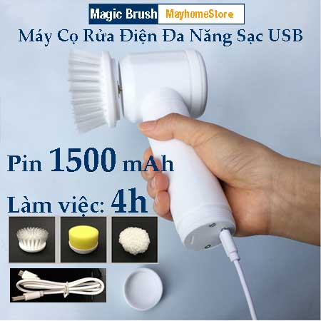 Máy Cọ Rửa Điện Đa Năng Sạc USB, Bàn chải Vệ Sinh Bếp, Bồn Rửa Mặt