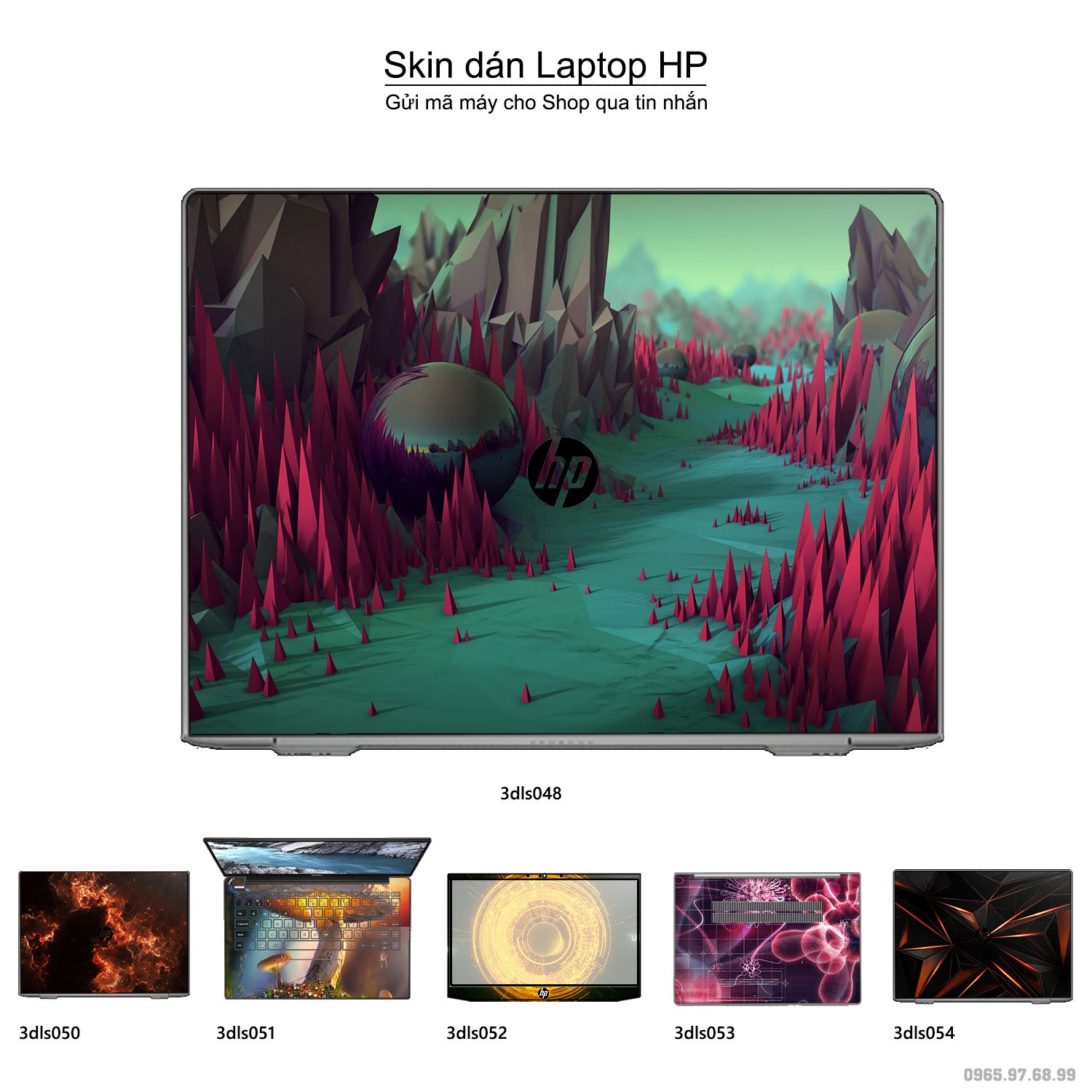 Decal Skin dán Laptop HP mẫu 3Ds (inbox mã máy cho shop)