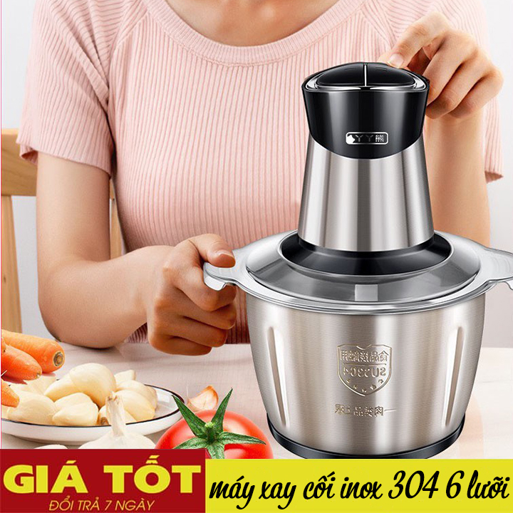 Máy Xay Thịt Cối Inox 304, Máy Xay thịt bằng điện không rỉ, máy xay rau củ, cá, tỏi ớt đa năng công suất lớn, Máy Xay Thịt Đa Năng Cối INOX 2L, Cối xay thực phẩm, Cối xay thịt, Cối Inox xay thực phẩm