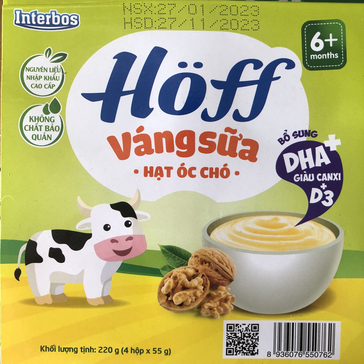 Váng Sữa HOFF Cho Bé 6+ 4 Vị (HẠT ÓC CHÓ,VANILLA ,SỮA NON,HẠT DẺ)
