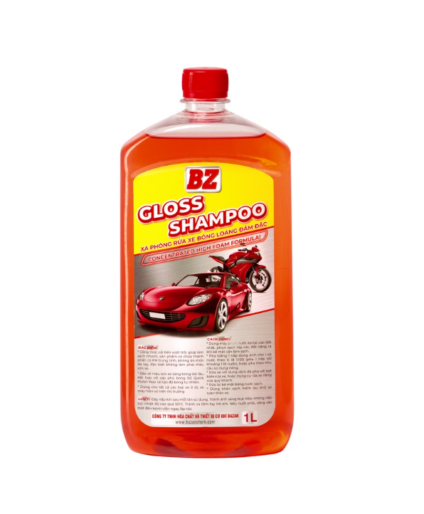 Nước rửa xe, xà bông rửa xe bọt tuyết BZ Gloss Shampoo 1L - siêu bọt