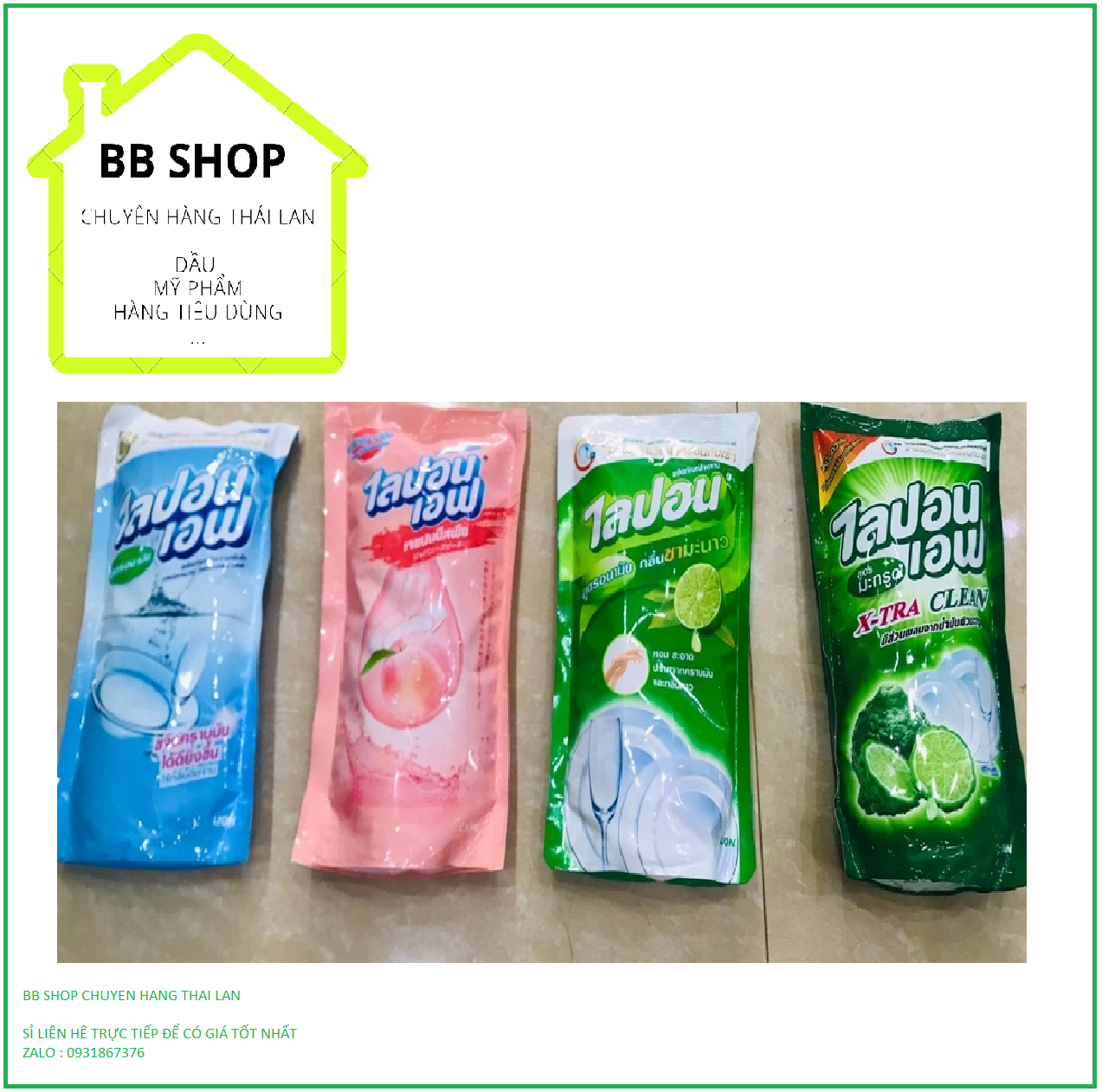 [Hàng Chính Hãng] Túi Nước Rửa Chén LIPON Thái Lan 500ml