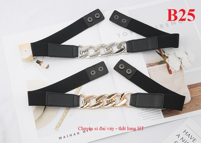 Đai váy belt da phối xích 3cm B25