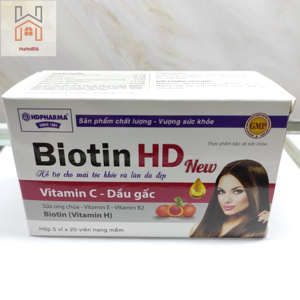Biotin HD New Giảm Gãy Rụng Tóc, Sạm Da - Cho Tóc Chắc Khỏe, Làm Chậm Lão Hóa - Hộp 100 viên