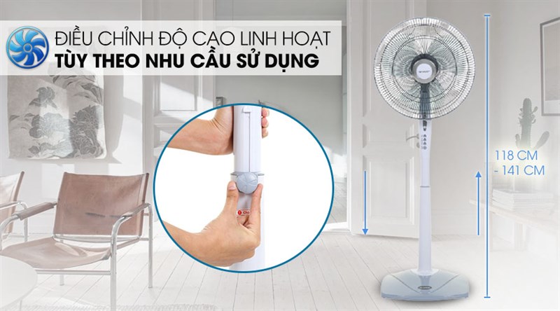 [HCM]Quạt đứng có điều khiển Sharp PJ-S40RV-LG