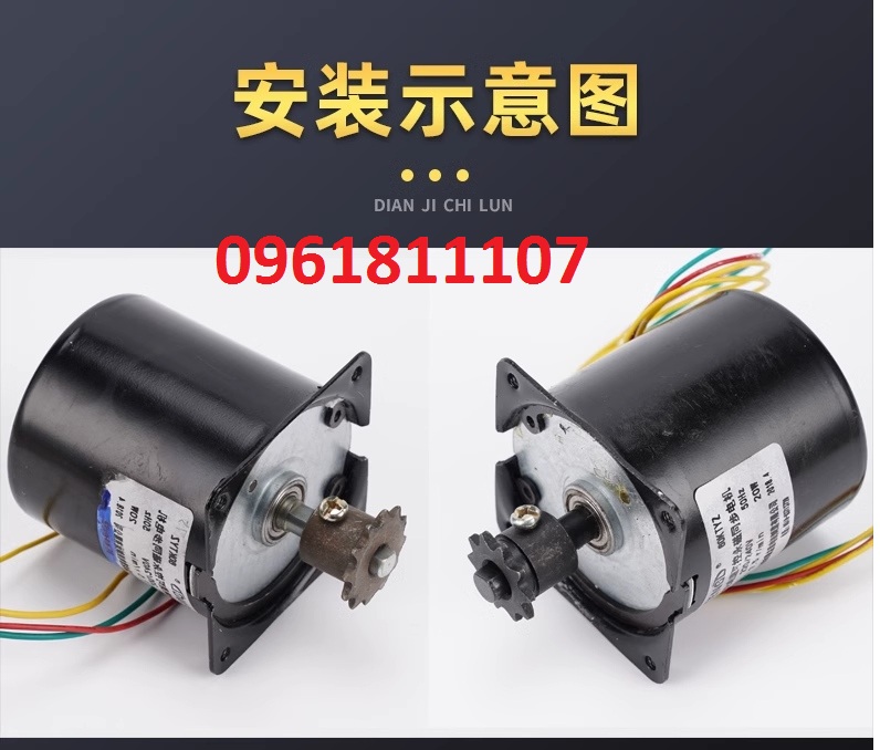 [Nhông kim loại] Motor giảm tốc 220V 14w 60KTYZ nhông kim loại trục 7mm, động cơ giảm tốc 220V 14W