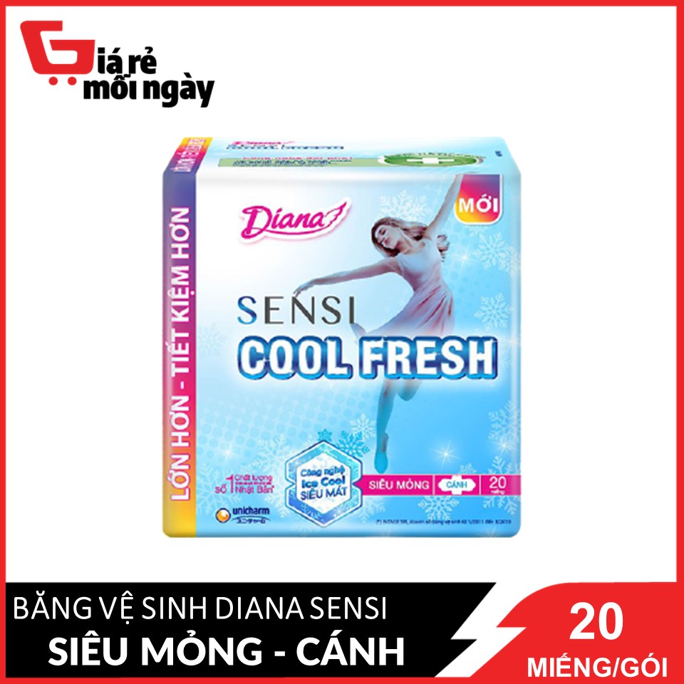 Băng vệ sinh Diana Sensi Cool Fresh siêu mỏng cánh 20 miếng gói