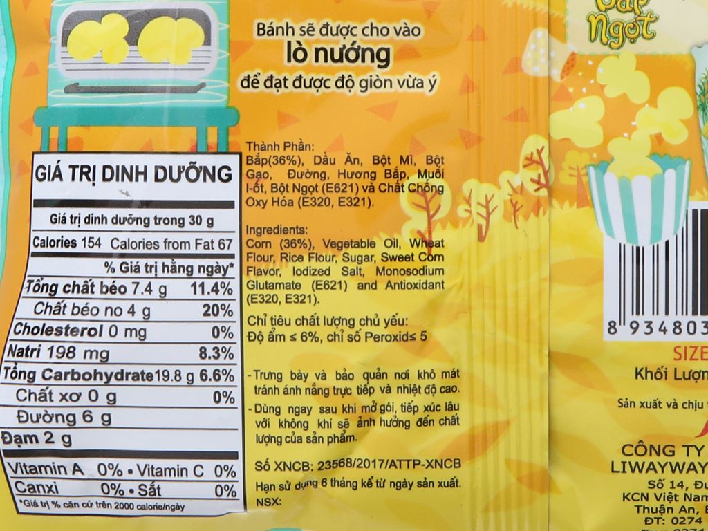 2 gói Snack bim bim Oishi Bắp Ngọt