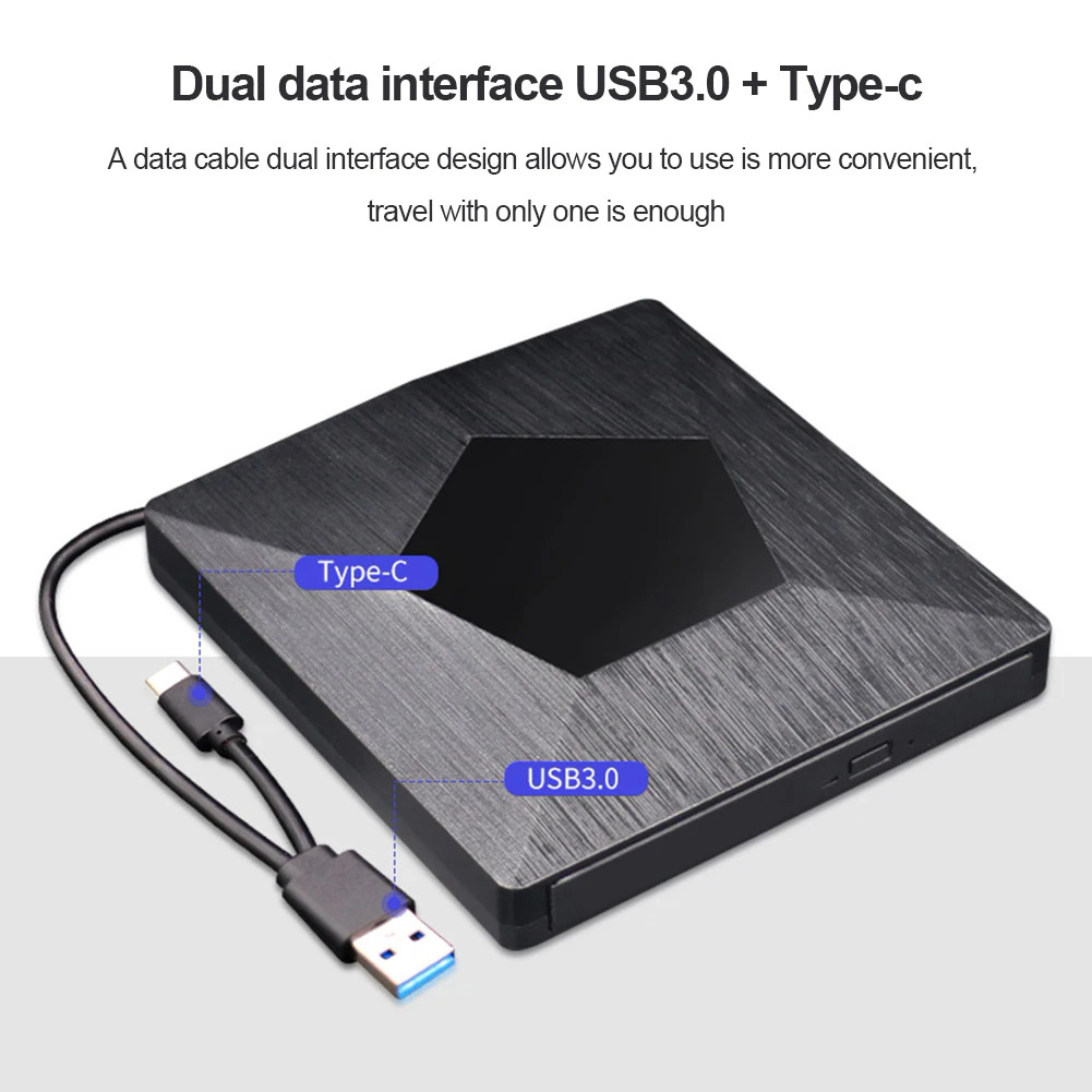 USB 3.0 Type-C bên ngoài BLURAY DVD Drive Ultra Slim xách tay BLU-RAY DVD RW CD Drive Burner Reader VCD Máy nghe nhạc cho Windowsmacos9888