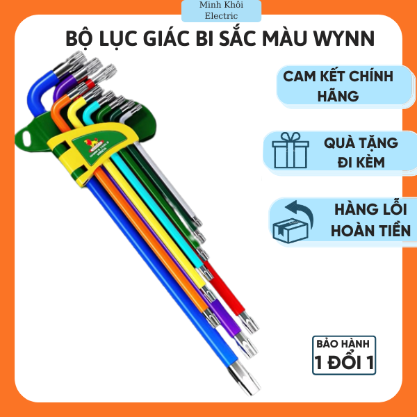 Bộ lục giác bi sắc màu wynn w9921b w9921a,bộ lục lăng 9 món wynn, bộ lục năng wynn w9921a,bộ lục giác đầu bi,bộ lục giác,cây lục giác đầu bi wynn w9921a, w9921b