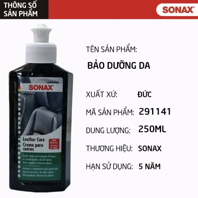 Kem Làm Sạch, Dưỡng Da Sonax Leather Care 291141 - 250ml - Nhập Đức