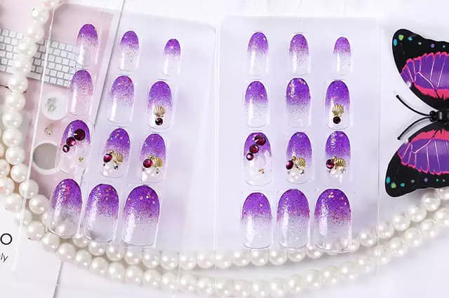 Bộ 24 Móng tay giả , nail giả A39 ,móng nhọn  ( Tặng kèm keo dán móng )