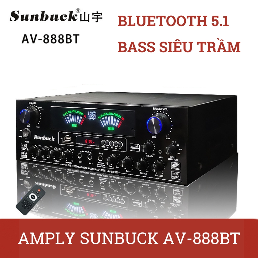 Ampli  amply âm ly amly bluetooth karaoke Sunbuck AV-888BT - Hàng chính hãng - Bảo hành 12 tháng - B